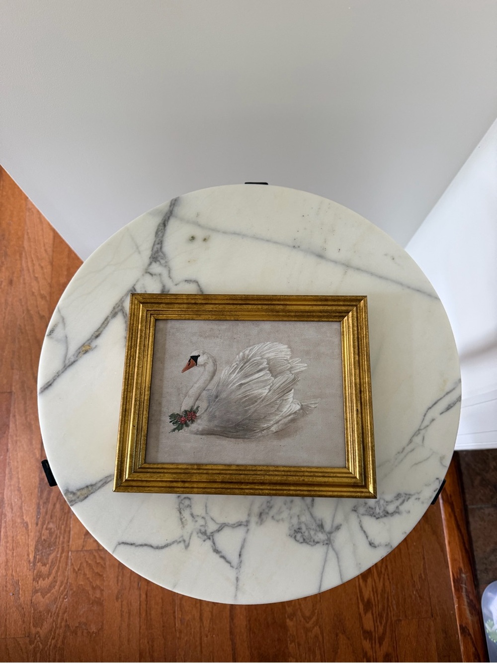 Gold Framed Swan Wall Art - White Swan Print Studio McGee Christmas
